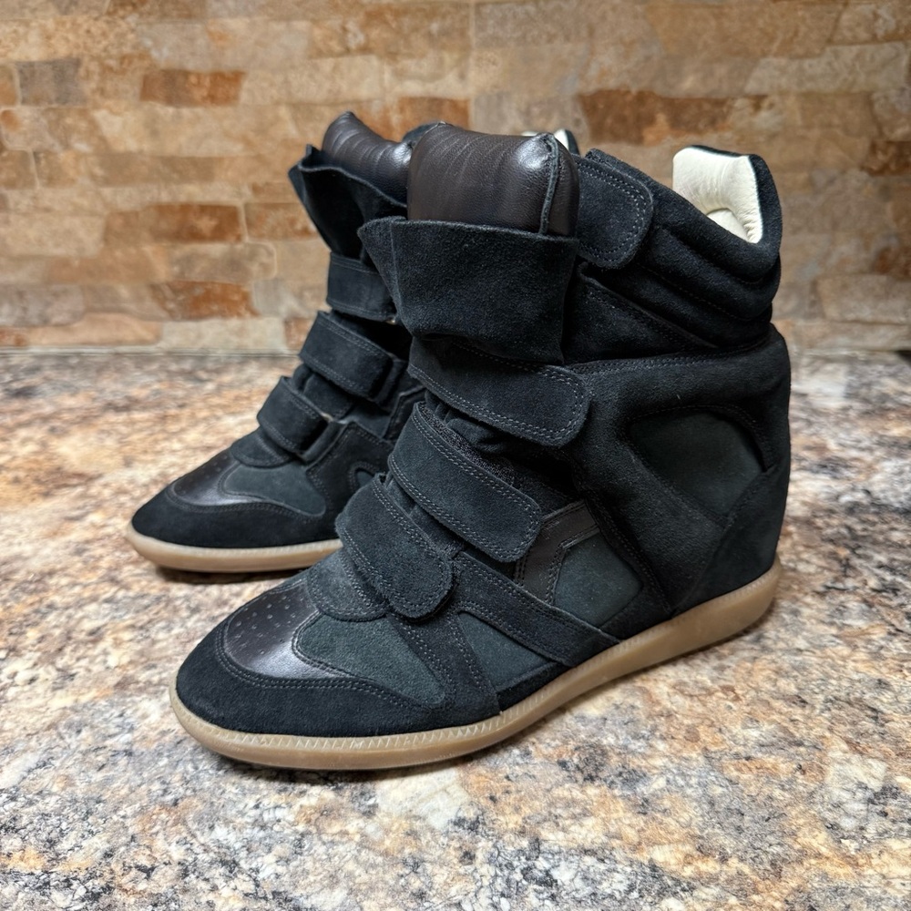 Isabel Marant Bekett Leather & Suede High Top Platform Wedge Sneaker Sz 40 US 10